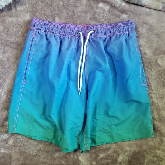🤑 5/$10 NWOT Mens Ombre Swim Trunks Medium - Picture 2 of 4